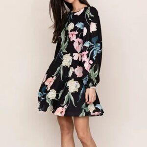 Yumi Kim Floral Long-Sleeve Mini Dress (XXS)
